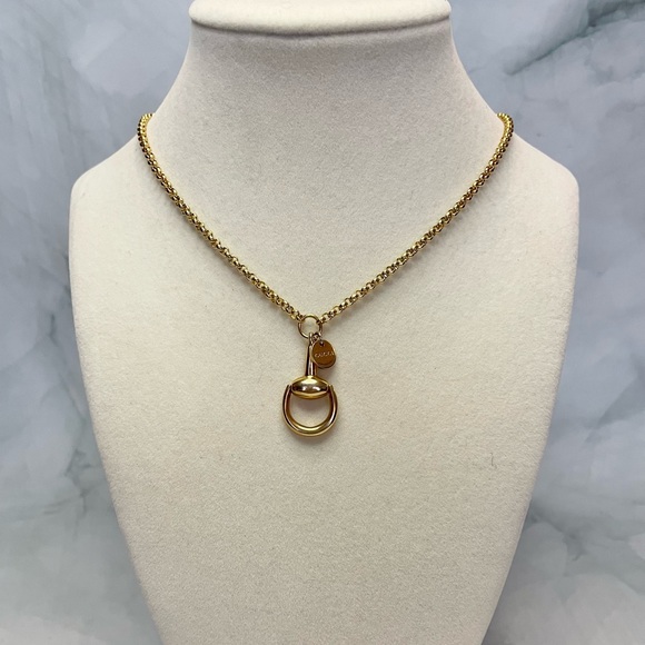 Upcycled Gold Horsebit Rolo Chain Necklace - Picture 1 of 4